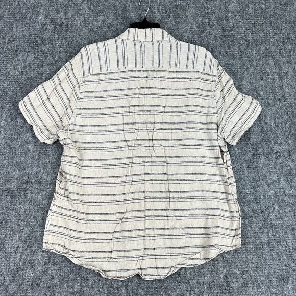 Ben Sherman Shirt Mens Extra Large Beige Linen Striped Beach Casual Festival - Picture 2 of 8
